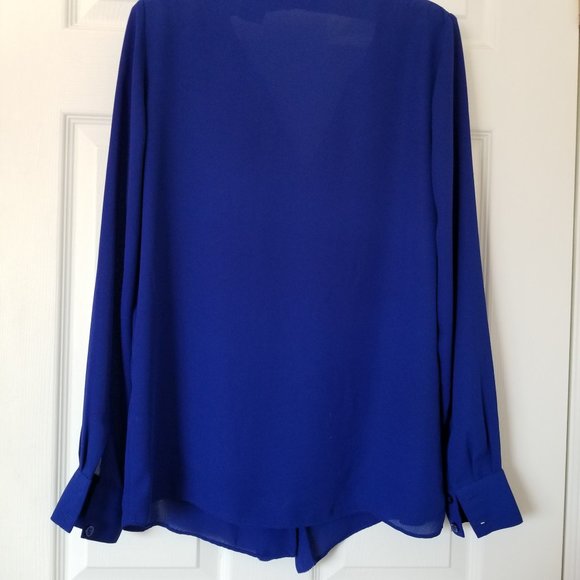 Royal Blue Button Up Blouse - Picture 5 of 7